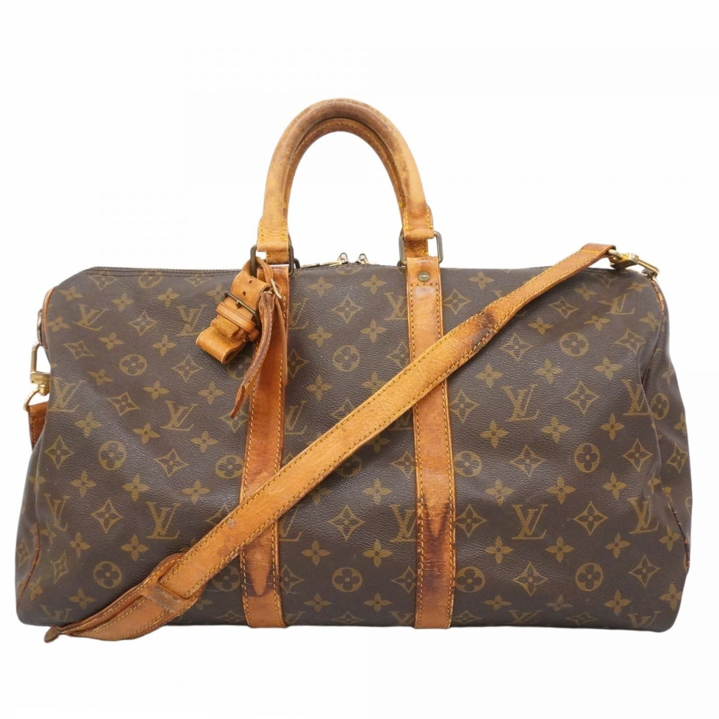 Louis Vuitton Monogram Keepall Bandouliere 45 Boston Bag M41418 Brown