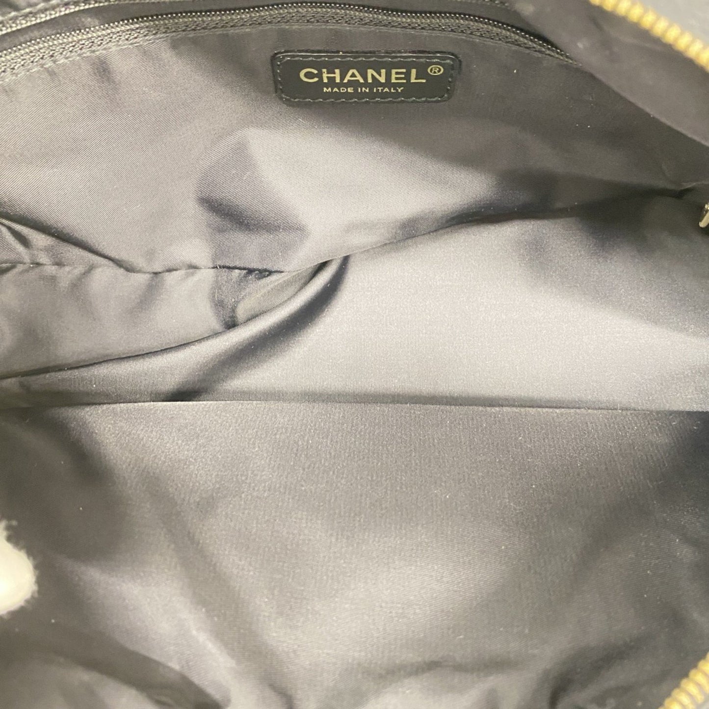 Chanel New Travel Nylon Handbag In Black Champagne