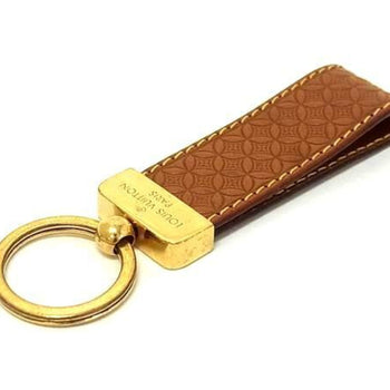 Louis Vuitton Monogram Porte-Cls Dragonne Keychain M66785 Brown Leather Flower Pattern