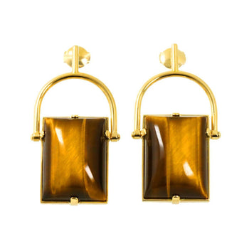 Louis Vuitton Tiger Eye Earrings In 18K Yellow Gold