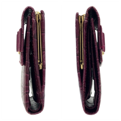 Salvatore Ferragamo Vara Embossed Wine Red Leather Wallet With Gold Hardware