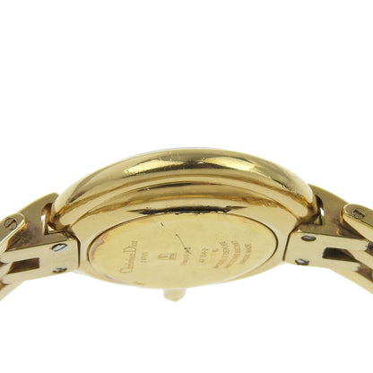 Christian Dior Bakira Watch 47 154-2 Gold Plated Quartz Analog Display Black Dial