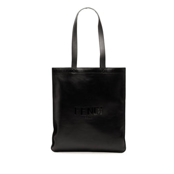 Fendi Logo Tote Bag Shoulder 7Va538 Black Leather