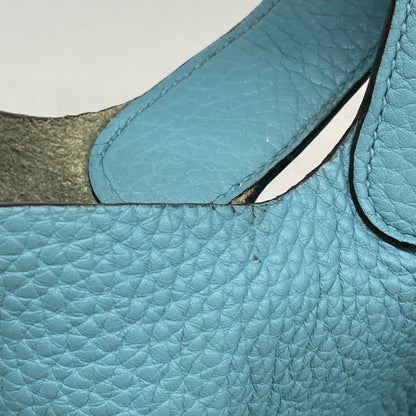 Hermes Herms Picotin Lock Mm Handbag In Taurillon Clemence Blue Atoll