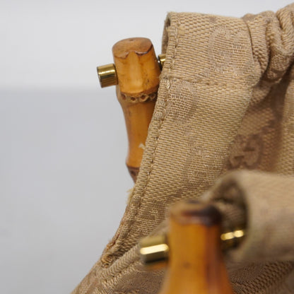 Gucci Gg Canvas Bamboo Shoulder Bag 92708 Light Brown