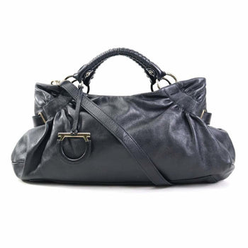 Salvatore Ferragamo Handbag Shoulder Bag Gancini Leather Black