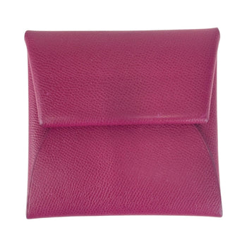 Hermes Bastia Purple Silver Hardware Chevre Wallet/Coin Case