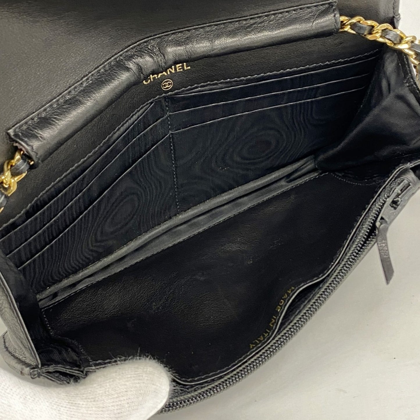 Chanel Shoulder Wallet Chain Caviar Skin Black