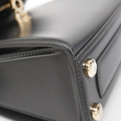 Salvatore Ferragamo Boxy Leather Handbag In Black And Champagne