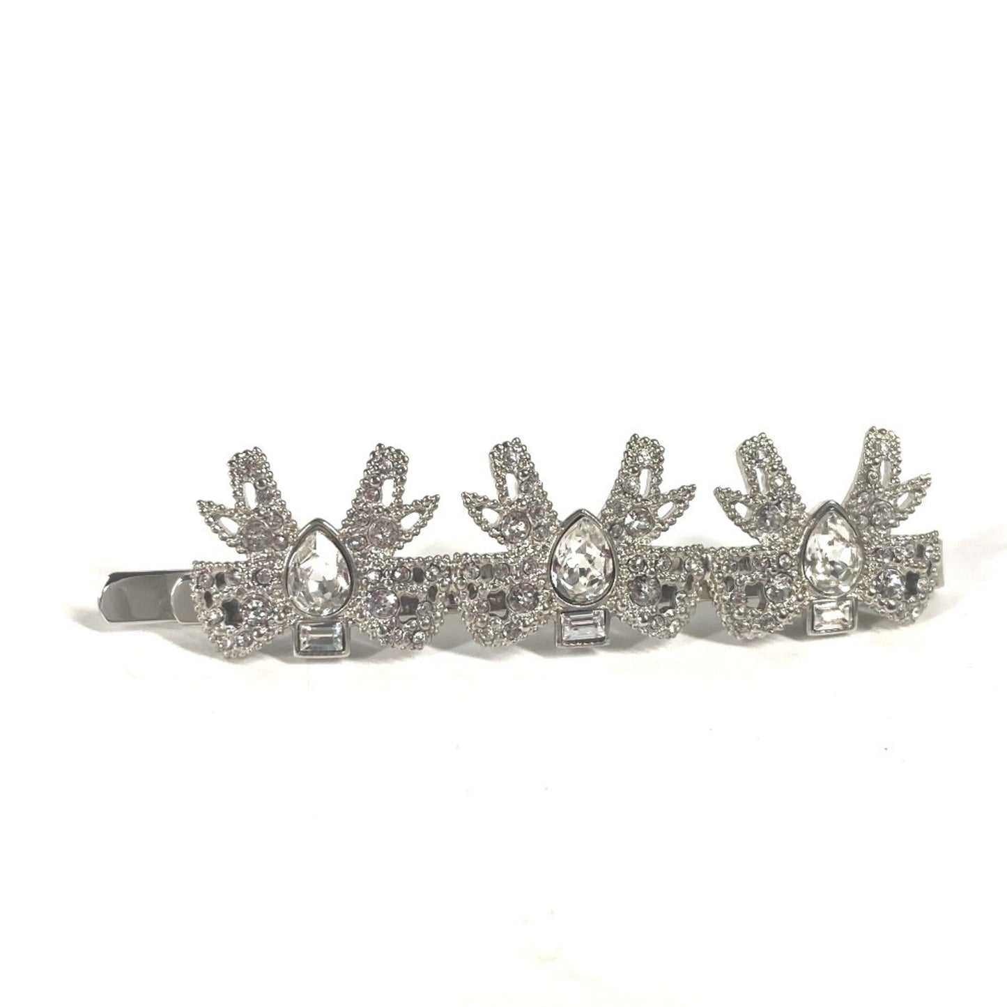Miu Miu 5Jf031 Ribbon Rhinestone Hair Barrette Hairpin Metal