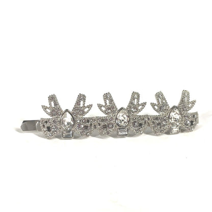 Miu Miu 5Jf031 Ribbon Rhinestone Hair Barrette Hairpin Metal