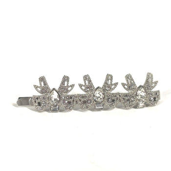 Miu Miu 5Jf031 Ribbon Rhinestone Hair Barrette Hairpin Metal