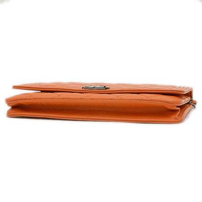 Chanel Boy Chain Wallet Long Lambskin Orange