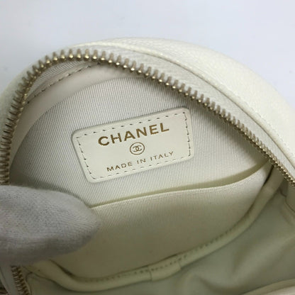 Chanel Cc Coco Mark Pochette Matelasse Quilted Round Chain Shoulder Bag In Caviar Leather