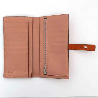 Loewe Bi-Fold Long Wallet Vertical Large F-21349 Orange Brown Anagram C660S40X01 Leather 061852