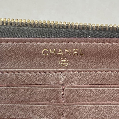 Chanel Matelasse Long Wallet In Black Lambskin