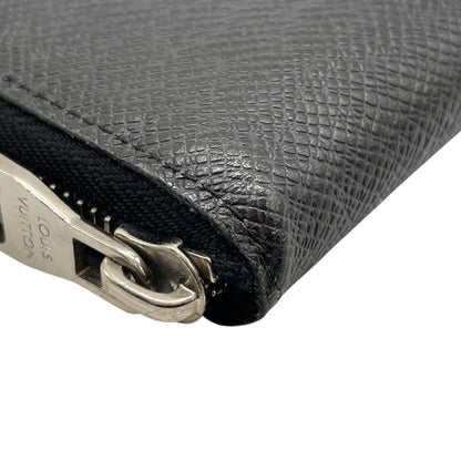 Louis Vuitton Taiga Zippy Wallet Vertical M32822 Long In Noir Black Leather With Silver Hardware
