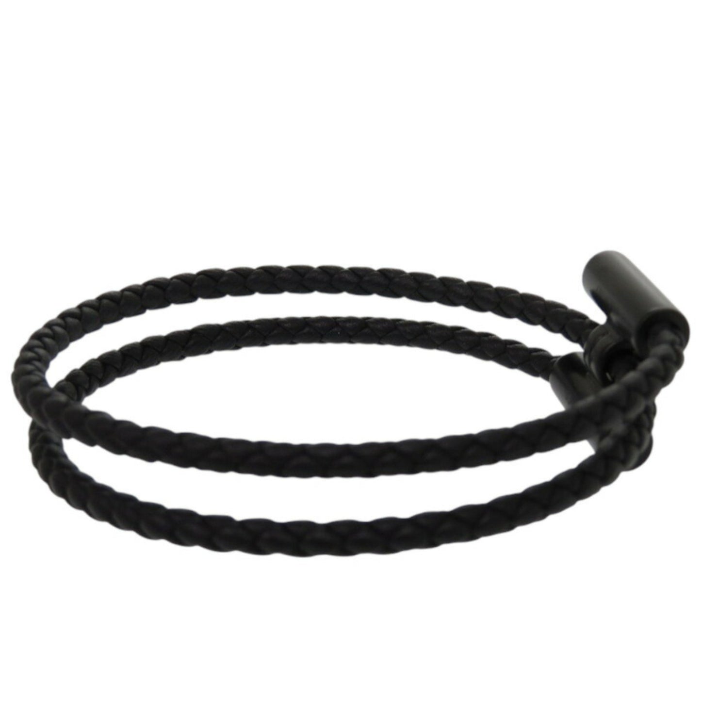 Unused Herms Tourni Tresse Swift So Black T4 Size Black Bracelet 0408Hermes