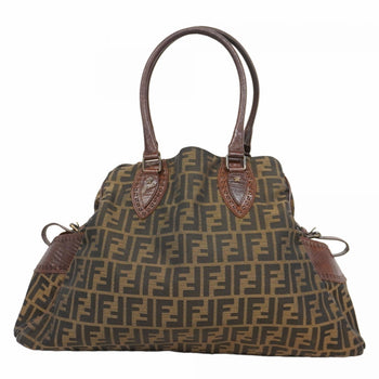 Fendi Zucca Nylon Canvas Handbag In Brown