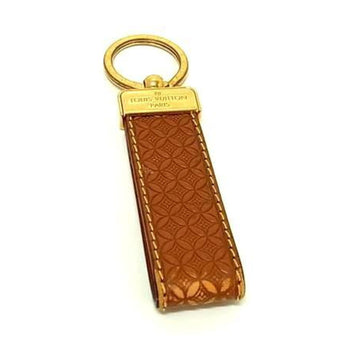 Louis Vuitton Monogram Porte-Cls Dragonne Keychain M66785 Brown Leather Flower Pattern
