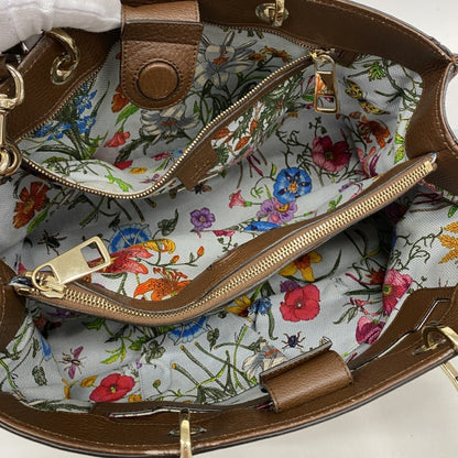 Gucci Bamboo Handbag 323660 Leather Brown Champagne 2-Way Bag