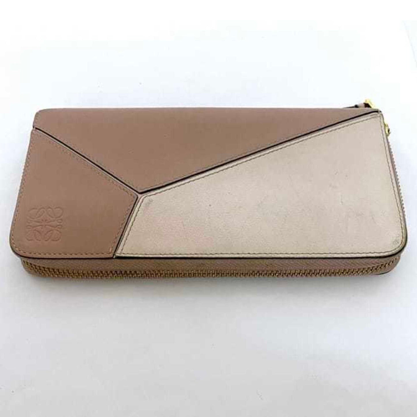 Loewe Round Long Wallet Ec-22656 Pink Beige White Puzzle 122N30Df13 Leather 261709