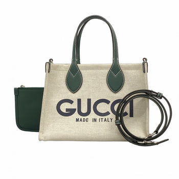 Gucci Tote Bag Gucci Print 772144 Canvas Beige Green