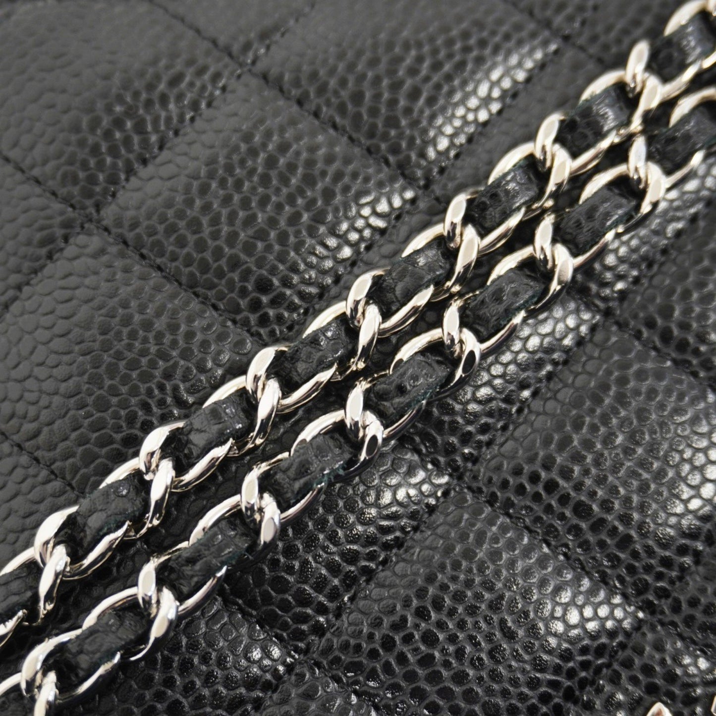 Chanel Matelasse Shoulder Wallet With Chain Bag In Caviar Skin