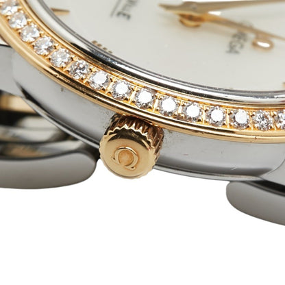 Omega De Ville Prestige Diamond Bezel Watch 413.25.27.60.05.001 Quartz White Dial Stainless Steel