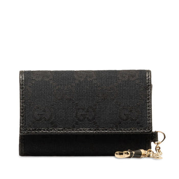 Gucci Gg Canvas 6-Ring Key Case 154184 Black Leather