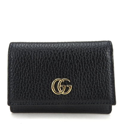 Gucci Tri-Fold Wallet 644407 Gg Marmont Leather Black Compact Accessory