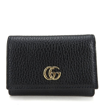 Gucci Tri-Fold Wallet 644407 Gg Marmont Leather Black Compact Accessory