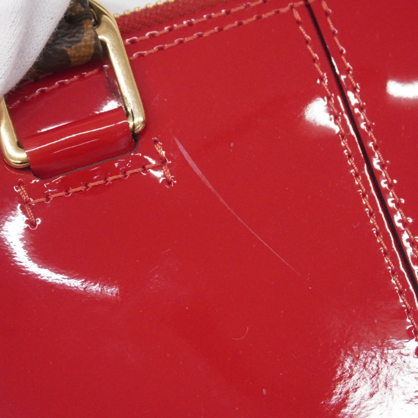 Louis Vuitton Vernis Monogram Alma Bb Handbag M52498 Scarlet 2-Way Bag