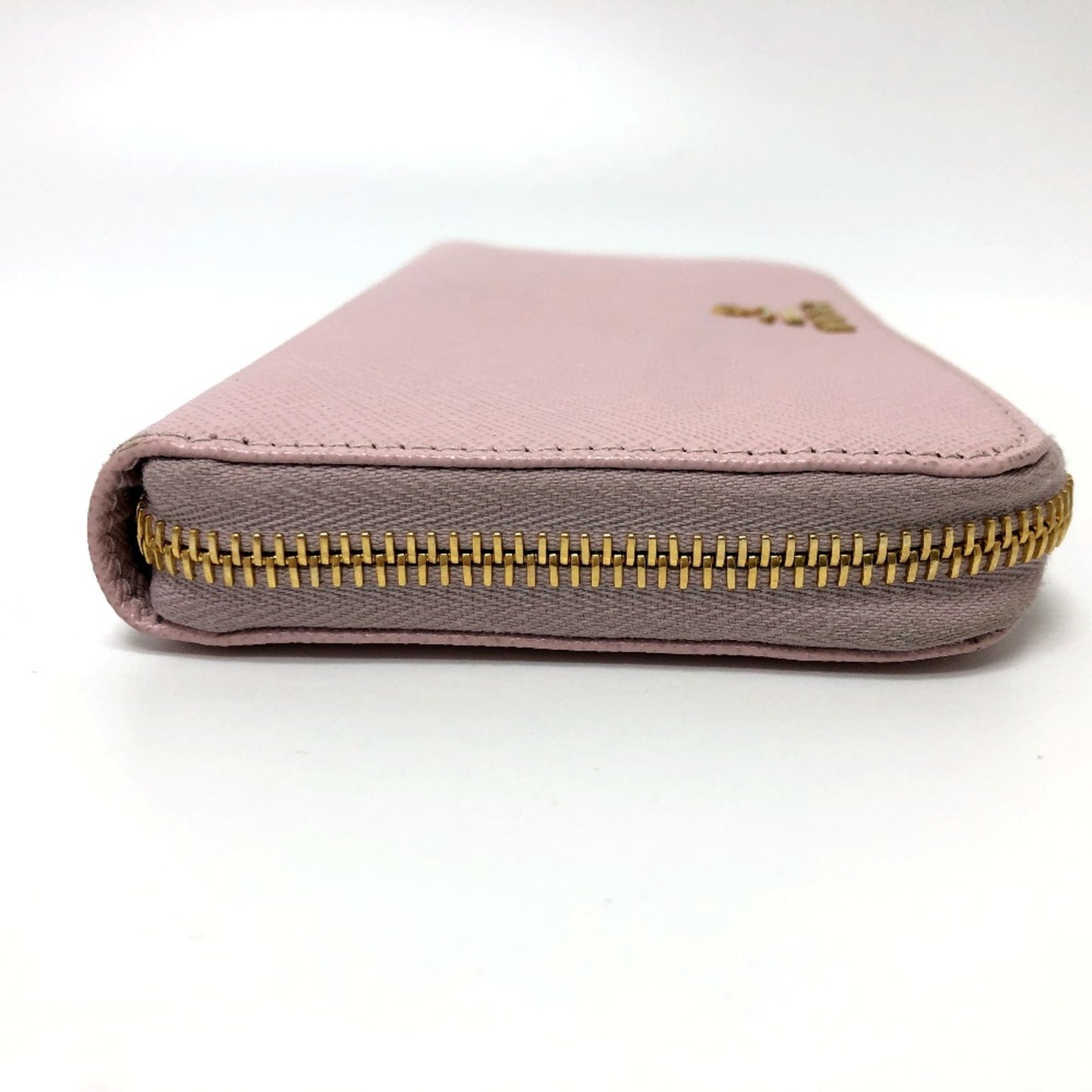 Prada 1Ml506 Logo Zip Around Long Wallet Pink Goldhardware