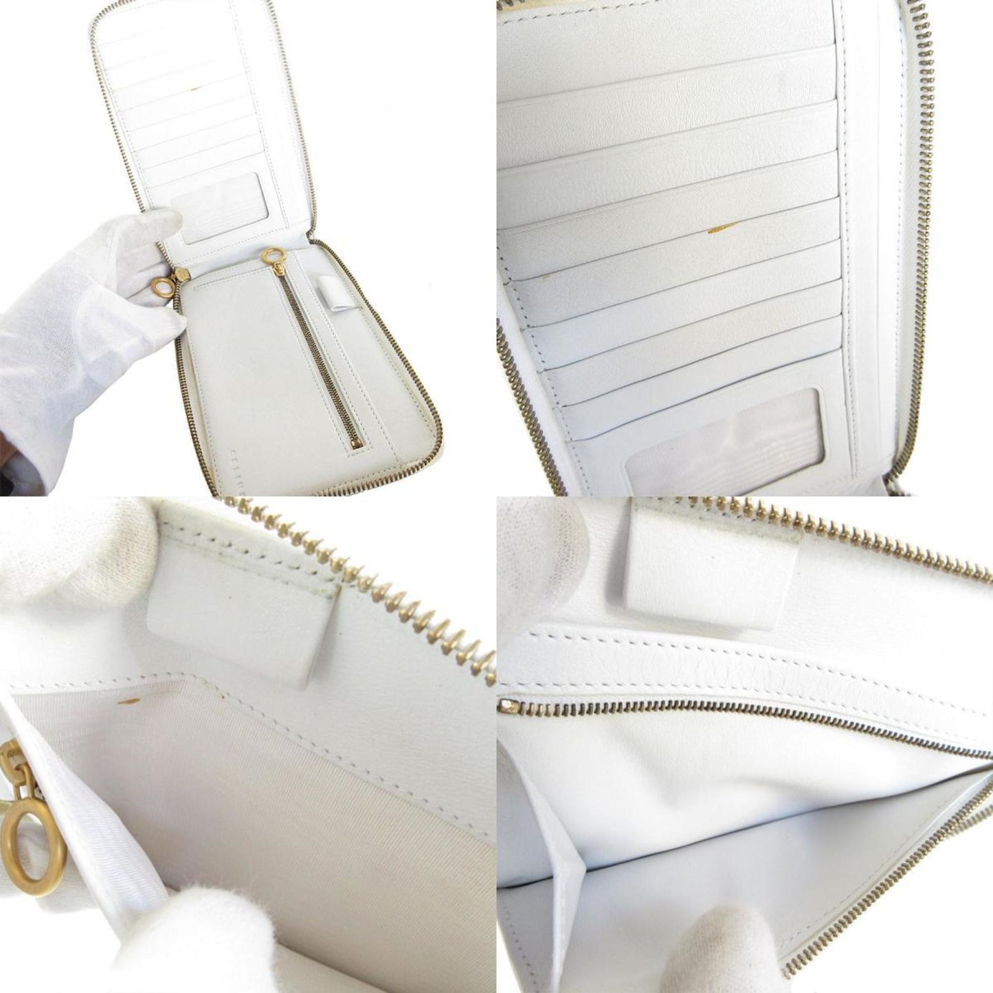 Celine Pochette 2004 Olympic Limited Edition Leather White Gold