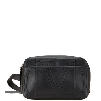 Valentino V Logo Body Bag/Waist Bag In Black Leather