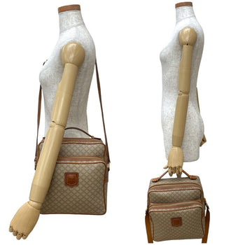 Celine Macadam Blason Pattern Leather Shoulder Bag/Pochette In Beige