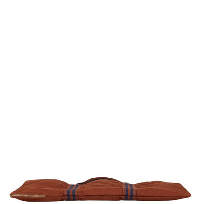 Hermes Foultou Porto-Document Bag Document Case Brown Navy Canvas