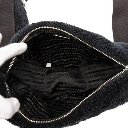 Prada Terry Triangle Shoulder Bag 1Bh190 Black Fabric