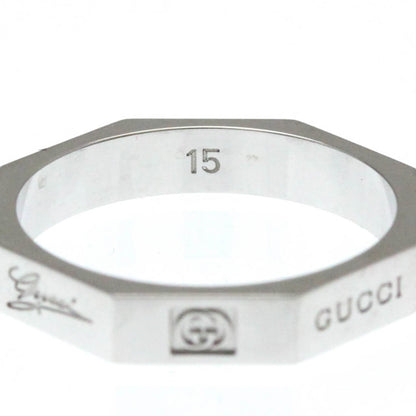 Gucci Octagonal Ring White Gold (18K) Fashion No Stone Band Ring Silver