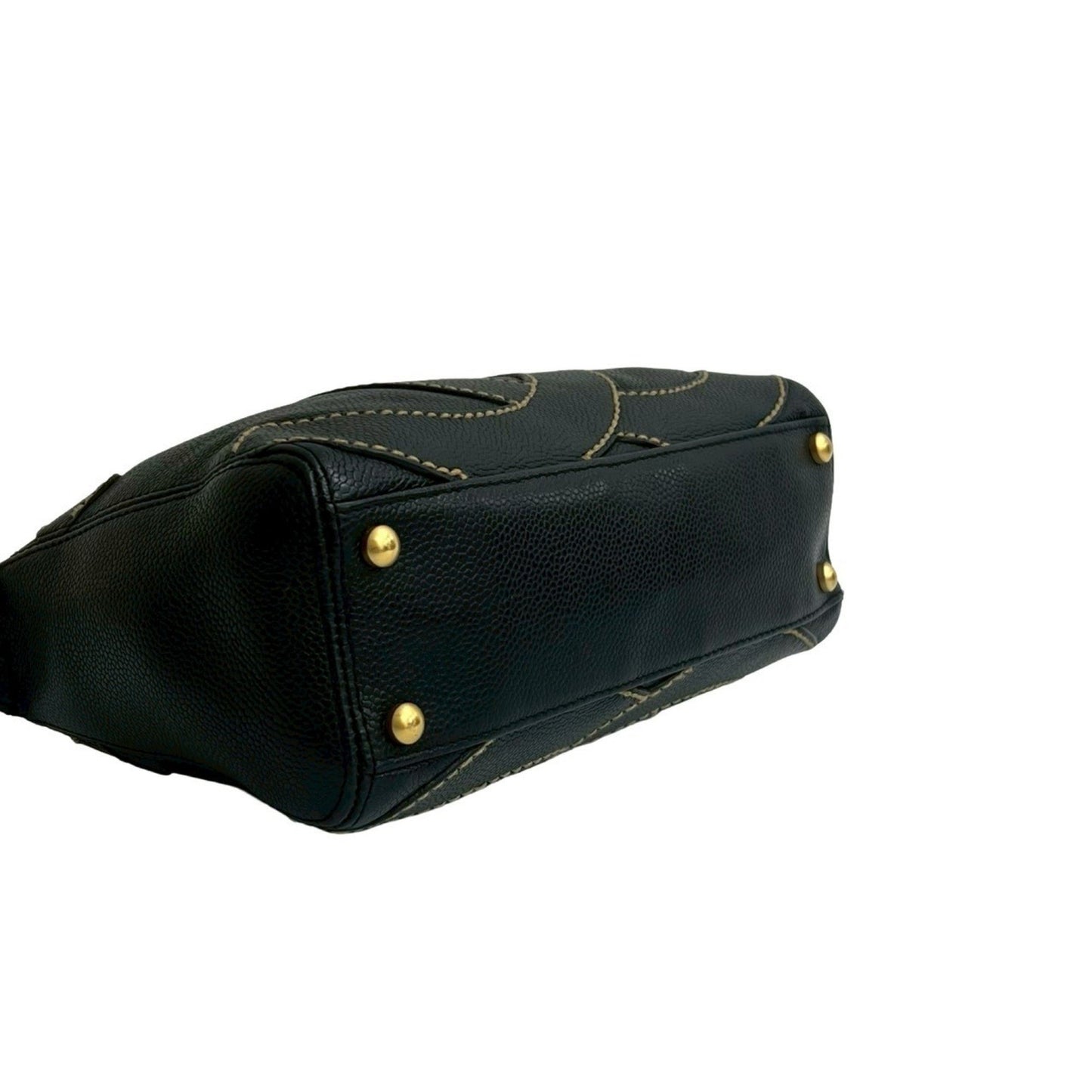 Chanel Double-Face Coco Mark Stitched Caviar Leather Handbag