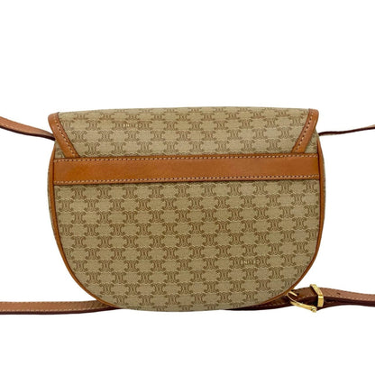 Celine Macadam Blason Triomphe Logo Leather Shoulder Bag In Beige