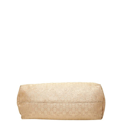 Gucci Gg Canvas Handbag Tote Bag 267474 Beige Gold Leather