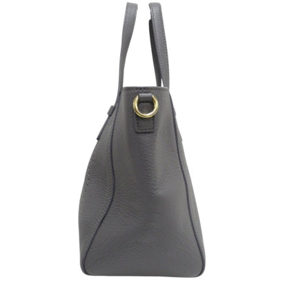 Salvatore Ferragamo Marta Punching Gancini Leather 2Way Shoulder Bag Tote Grey
