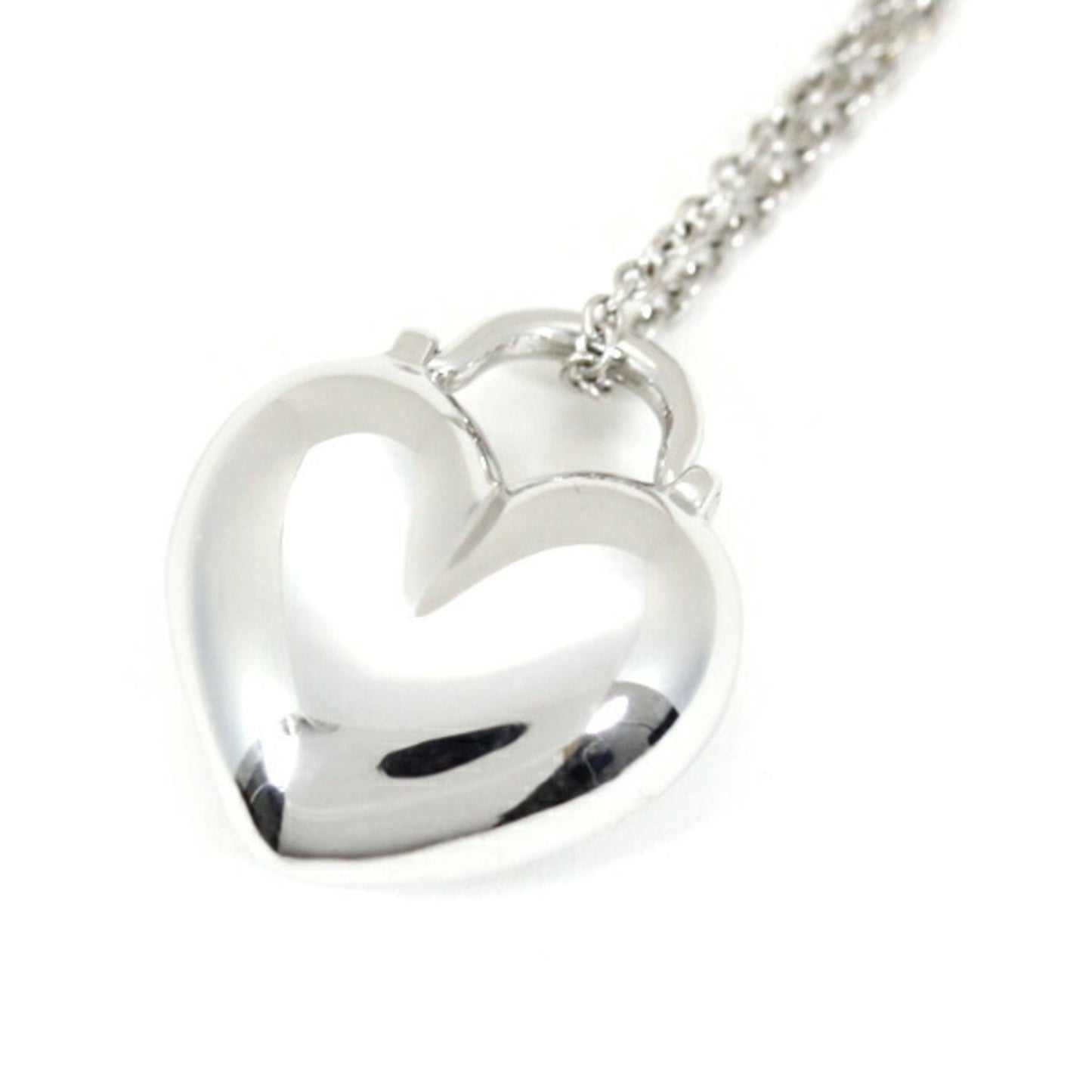 Tiffany Necklace Sentimental Heart 3P Diamond K18 Wg 750 Pendant White Gold