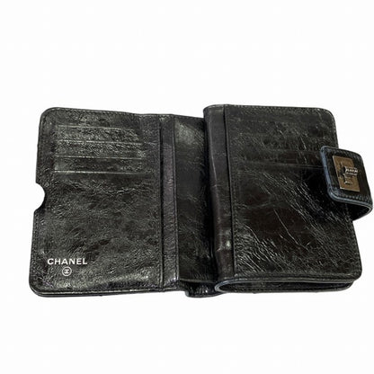 Chanel 2.55 Black Leather Wallet Bi-Fold
