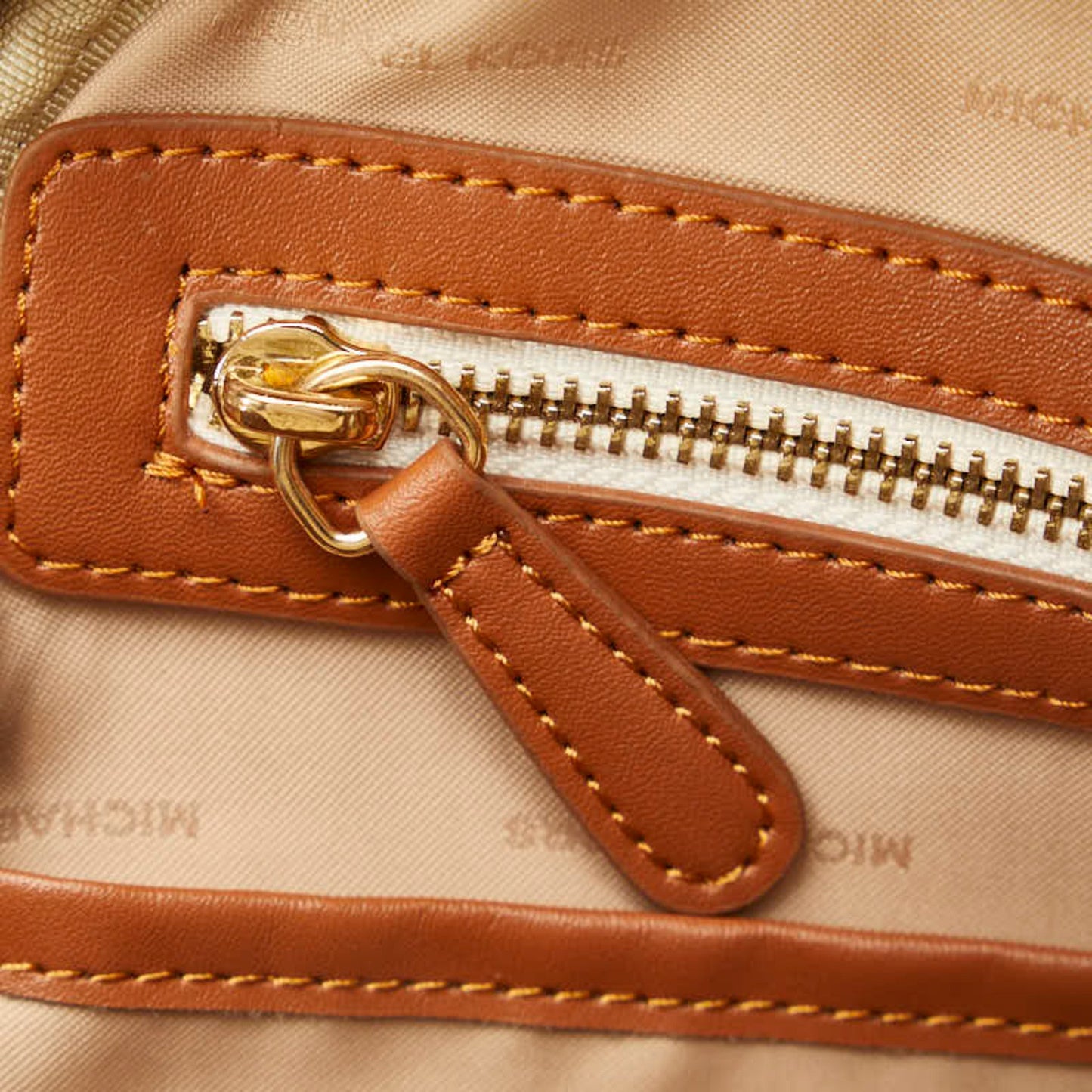 Michael Kors Patterned Backpack White Brown Pvc Leather