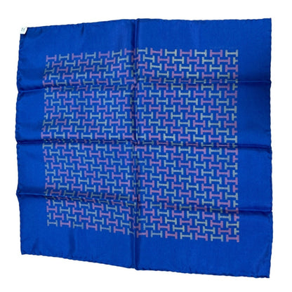 Hermes Vintage H-Pattern Carr 45 Petit Silk Scarf/Muffler In Navy
