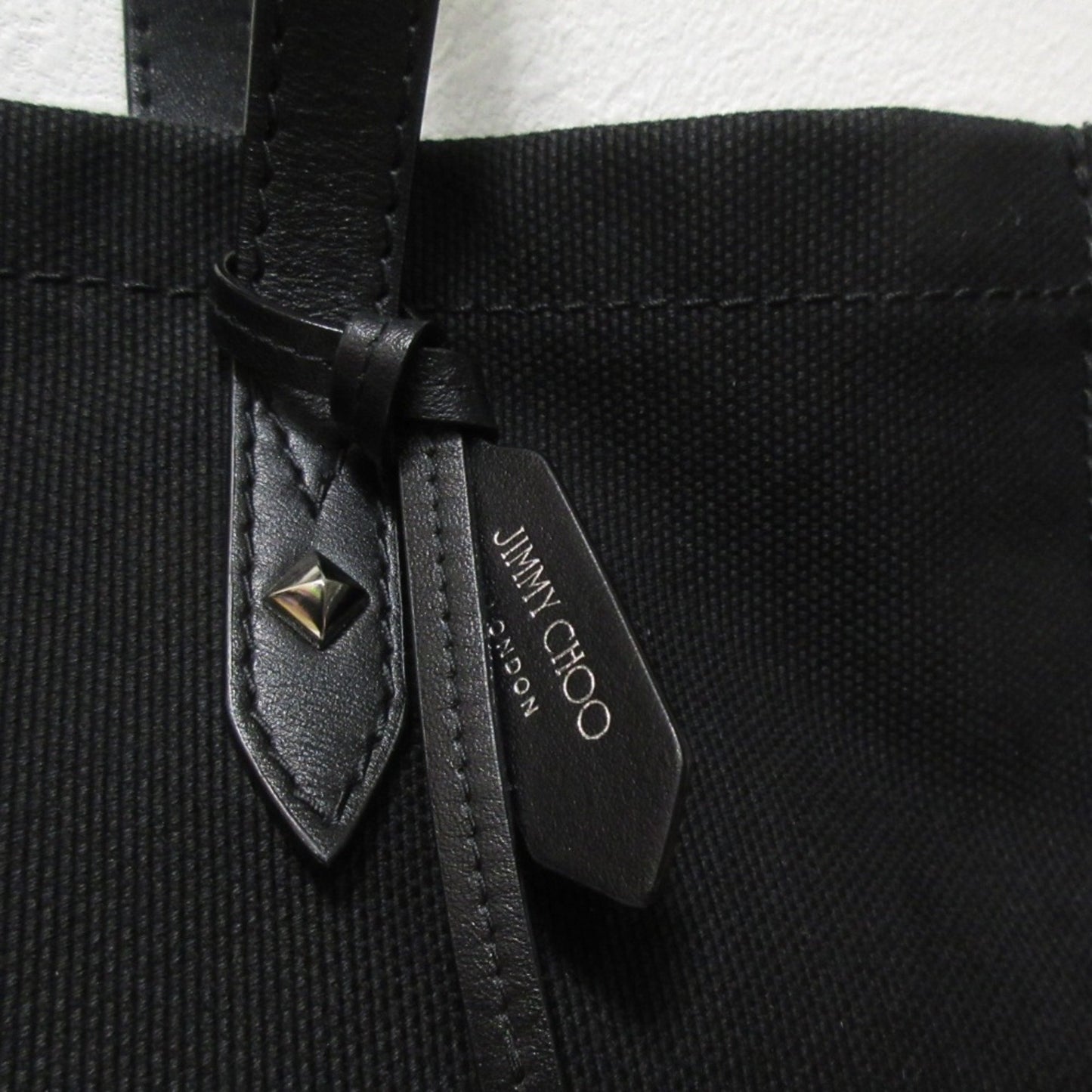 Jimmy Choo Logo Canvas Tote Bag In Black