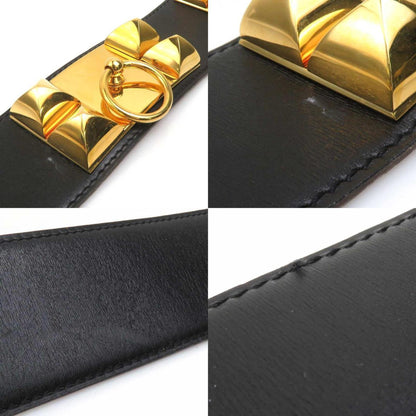 Hermes Herms Collier De Chien Box Calf Belt In Black